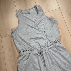 Girlfriend Collective Coyote Reset Wrap Gray Romper Size‎ L Recycled Poly Blend